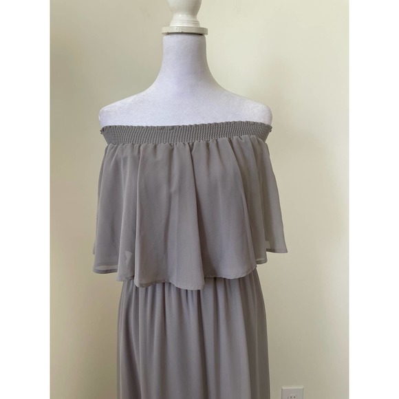 Show Me Your Mumu Women's Gray Hacienda Off Shoulder Maxi Dress size Small - Picture 3 of 10